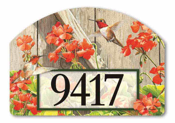 HUMMINGBIRDS WITH GERANIUMS MAGNETIC ADDRESS
