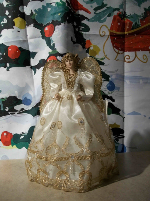 ANGEL IN WHITE & GOLD TREE TOPPER